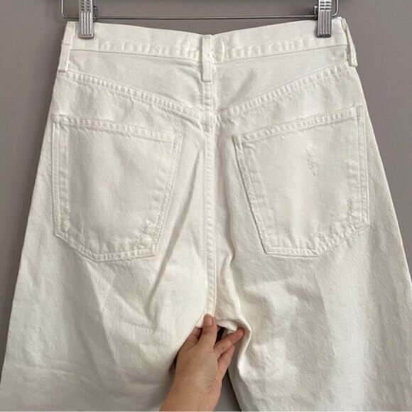 SOLD Agolde White 90’s Mid-Rise Loose Fit Distressed Jeans - 25" - Picture 9 of 12